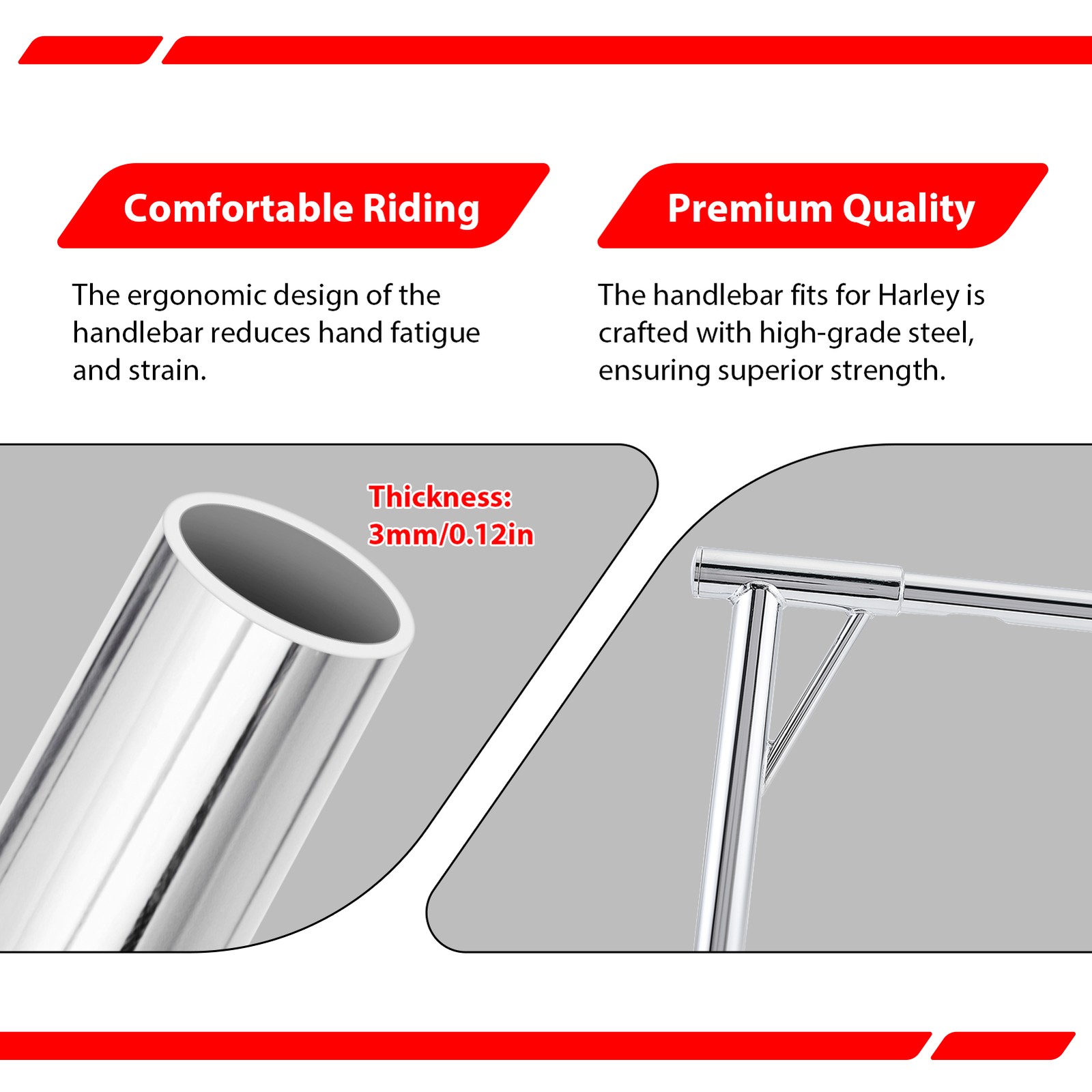 12″ Pre-Drilled Meathook Handlebars For Harley Sportster Softail Dyna Road Glide
