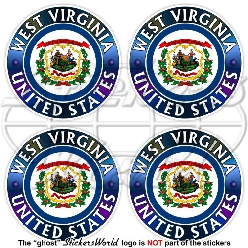 WEST VIRGINIA UNITED STATES of America, The Mountain State 50mm Sticker Decal x4
