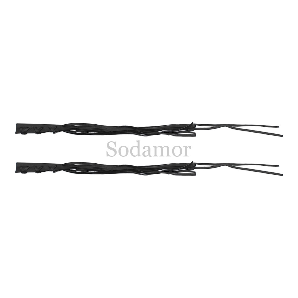 2PCS Universal Leather Brake Clutch Lever Fringe Long Tassels Grip For Harley