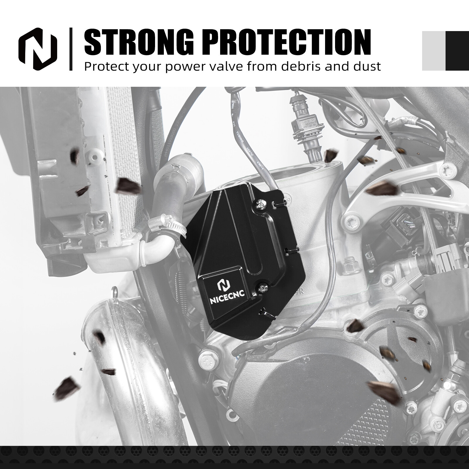 NICECNC Left Power Valve Cover Guard For KTM 250 300 SX XC EXC XC-W 2024-2026