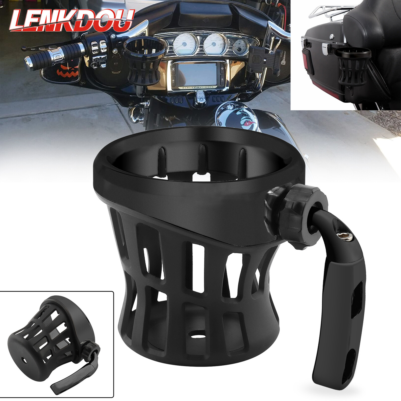 Motorcycle Handlebar Cup Holder Drink Basket Mount For Harley Touring Road Glide