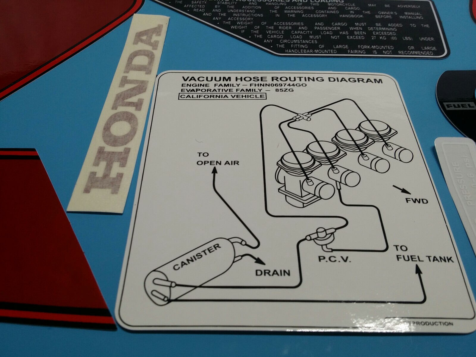 HONDA CB700SC CB700 1984 SIDE COVER FUEL TANK DECAL GRAPHIC SET (#H46)