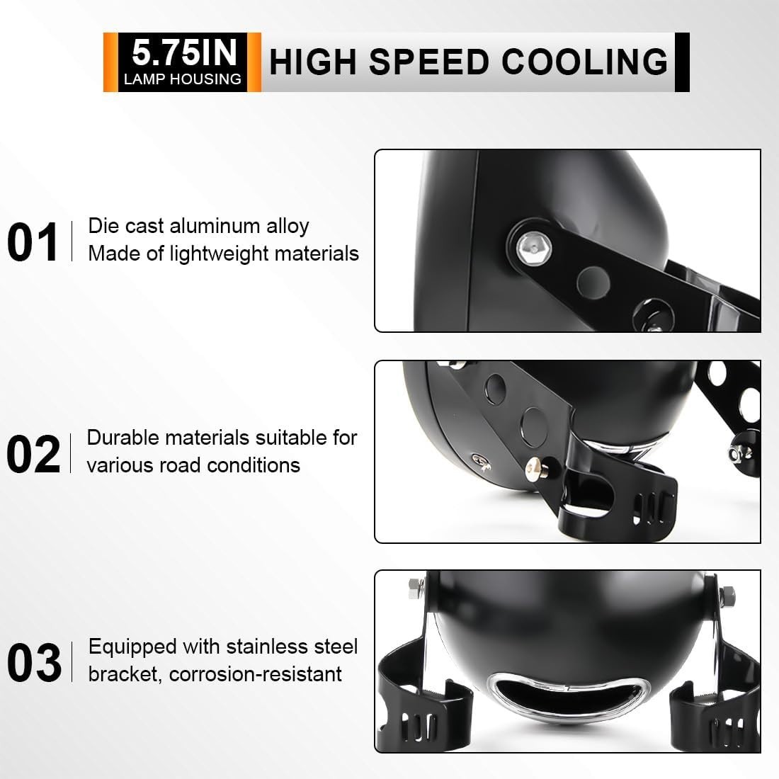 5.75″ LED Headlight Bucket w/Brackets Fits 32-40mm Motorcycle Fork Tubes | 5….