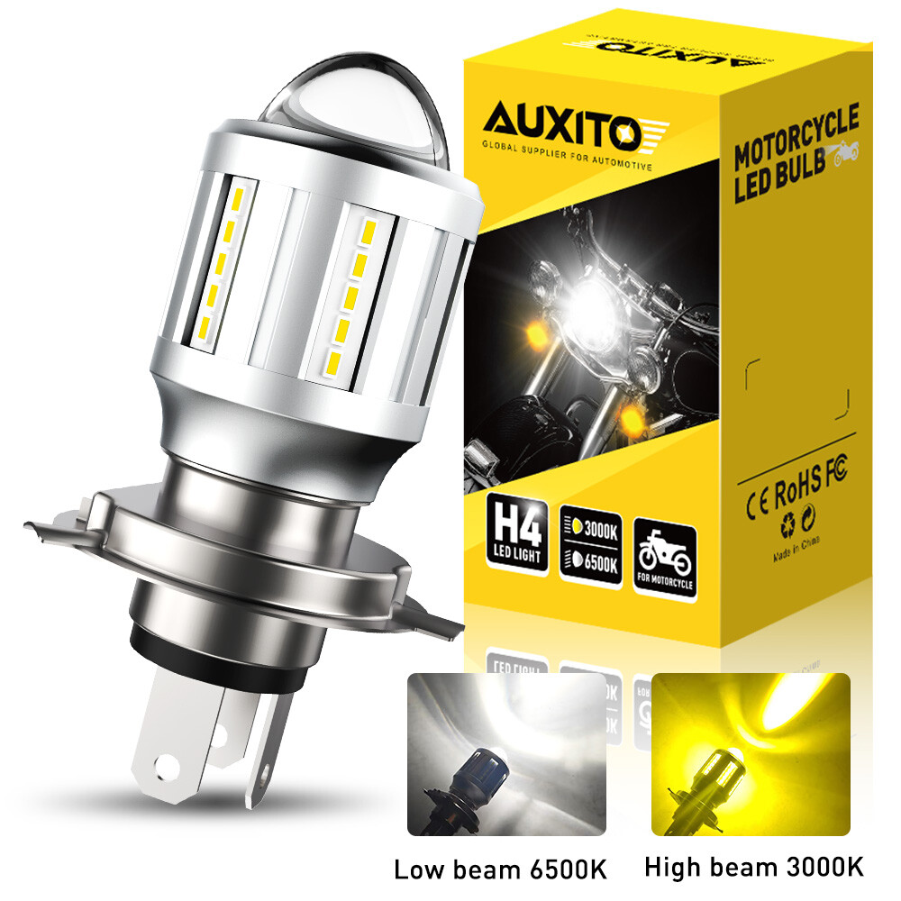 H4 LED Front Light Bulb Headlight Hi/Lo Beam Super Bright Bicolor For Motorcycle