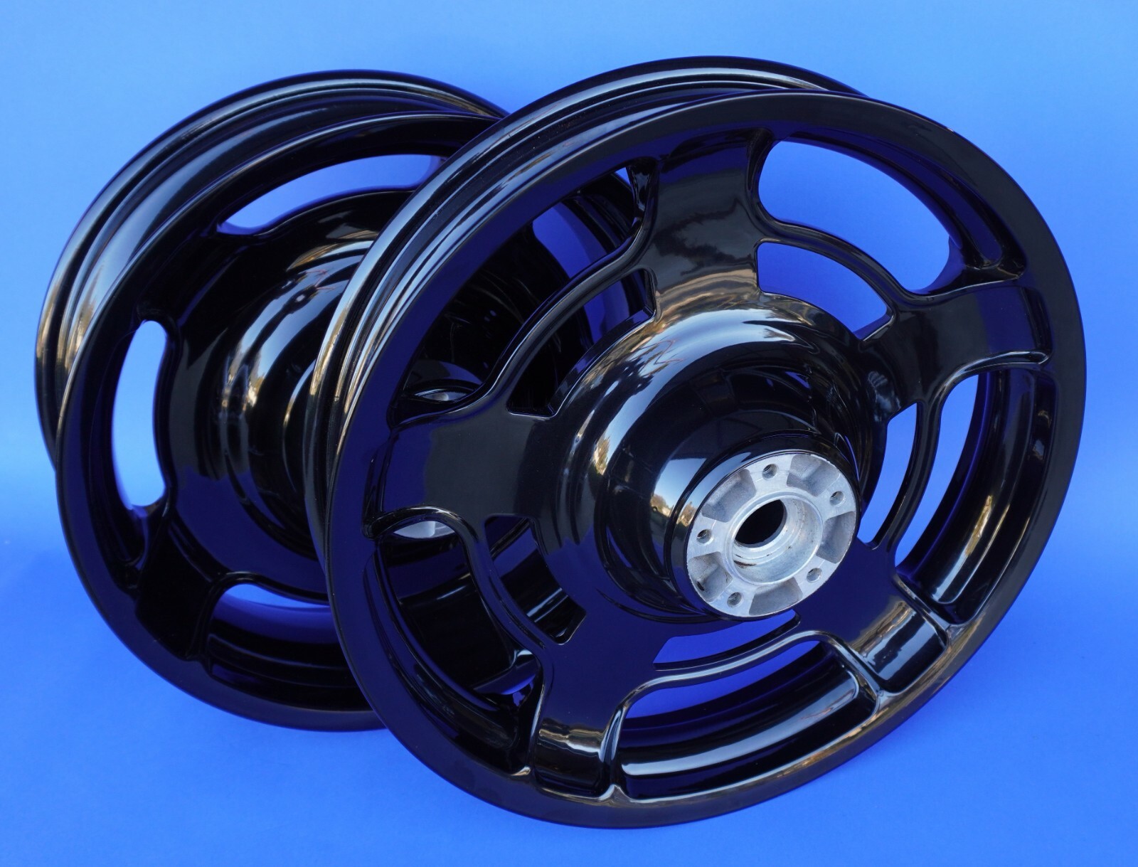 HARLEY 2009 STREET GLIDE ROAD GLIDE AIR STRIKE WHEELS GLOSS BLACK MACHINED FRONT