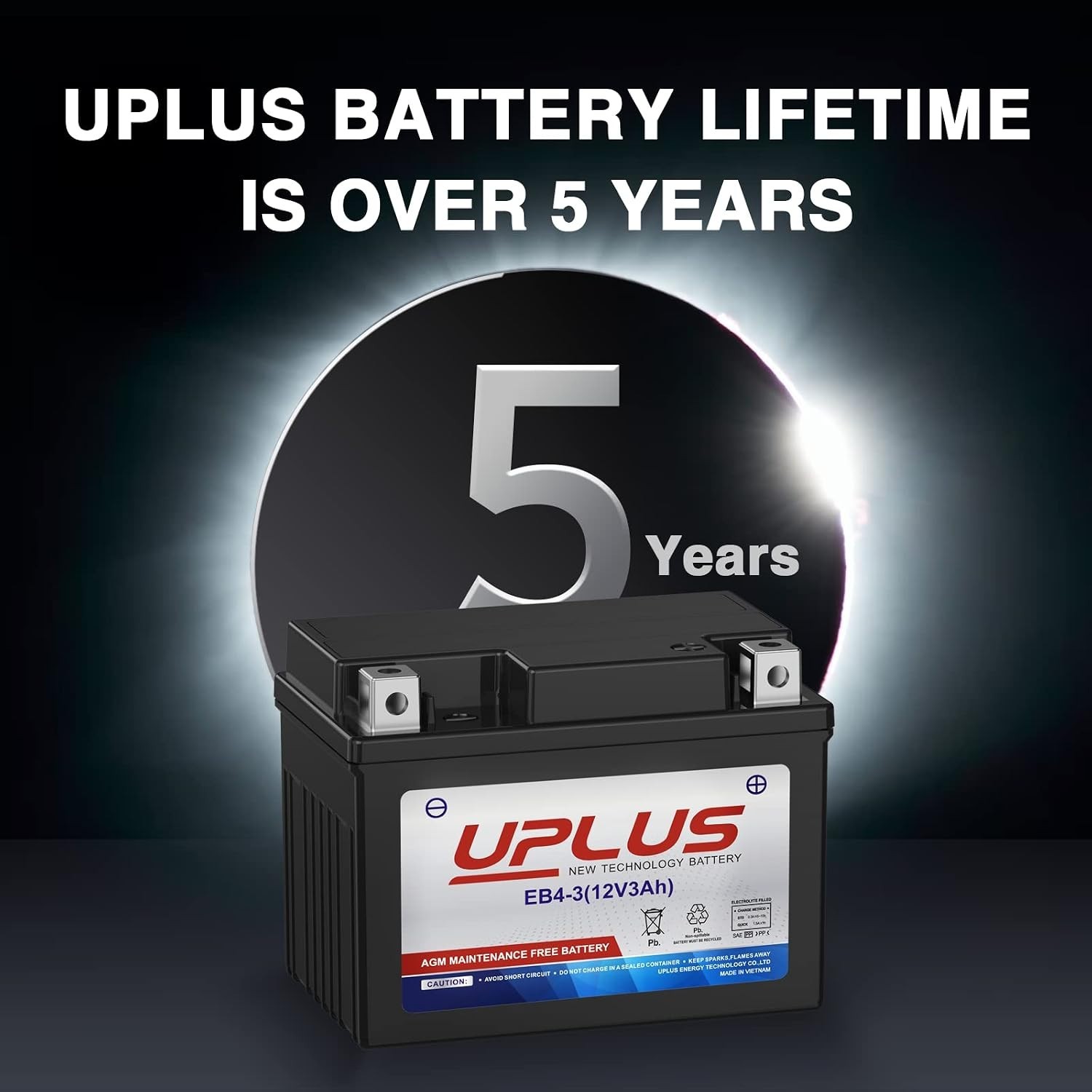 UPLUS 12V 3Ah Lead Acid Battery for Motorcycles & ATVs – Safe & Efficient