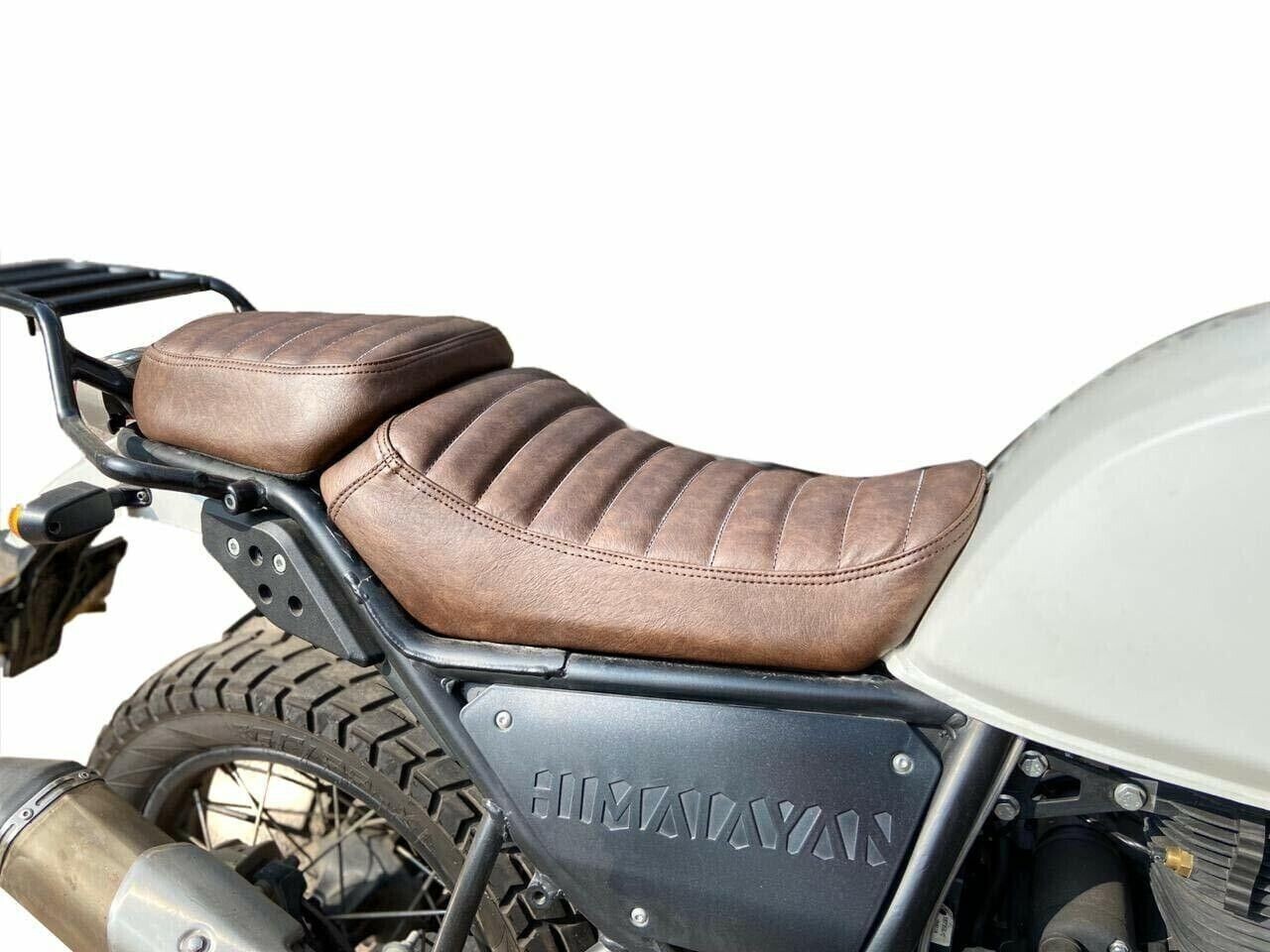 Faux Leather For Royal Enfield Himalayan Seat Cover With Added Cushion Brown