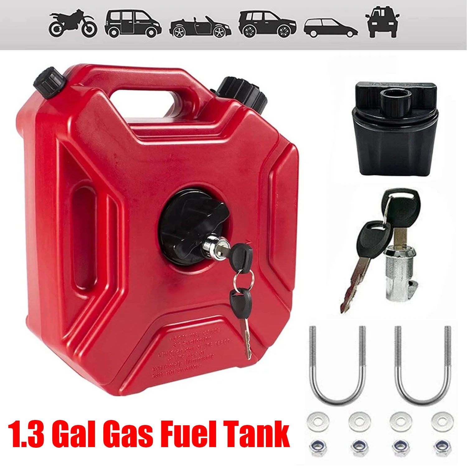 5L Gas Fuel Tank Gas Can Oil Storage Can For ATV UTV Gokart Motorcycle Car SUV