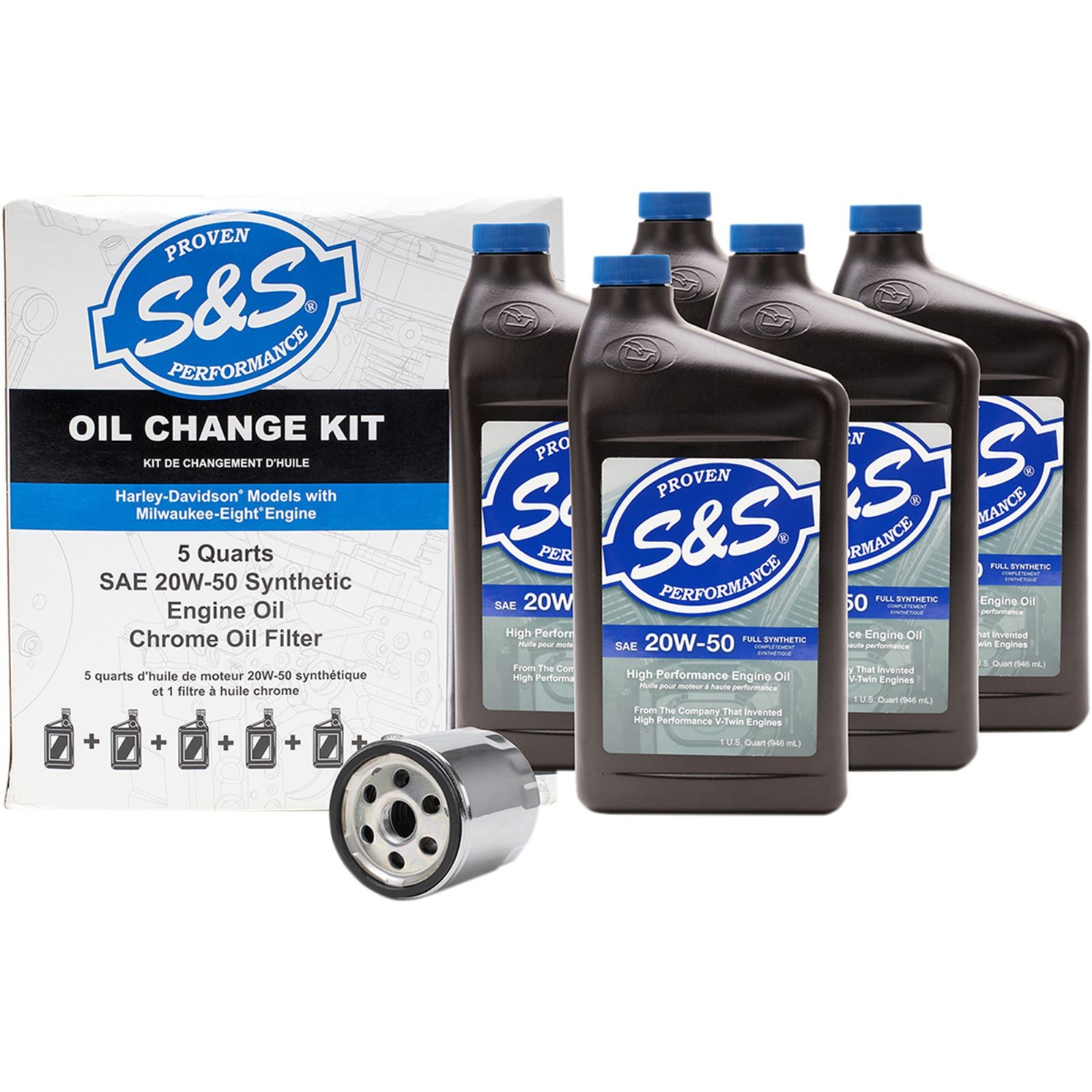 S&S Cycle Oil Change Kit – M8 – Black Oil Filter 218945