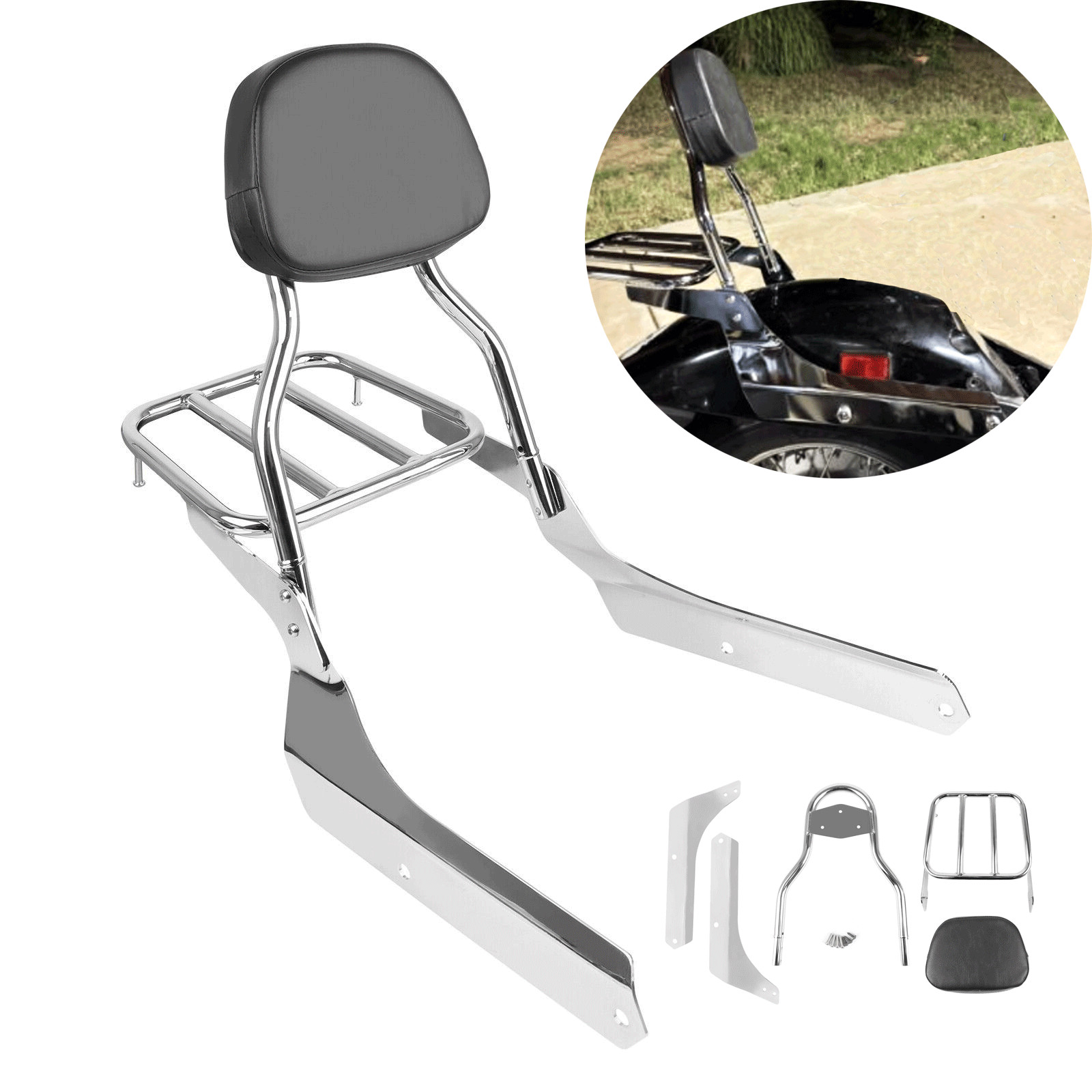 Sissy Bar Rear Passenger Luggage Rack Backrest For Honda Shadow 750 VT750 Spirit