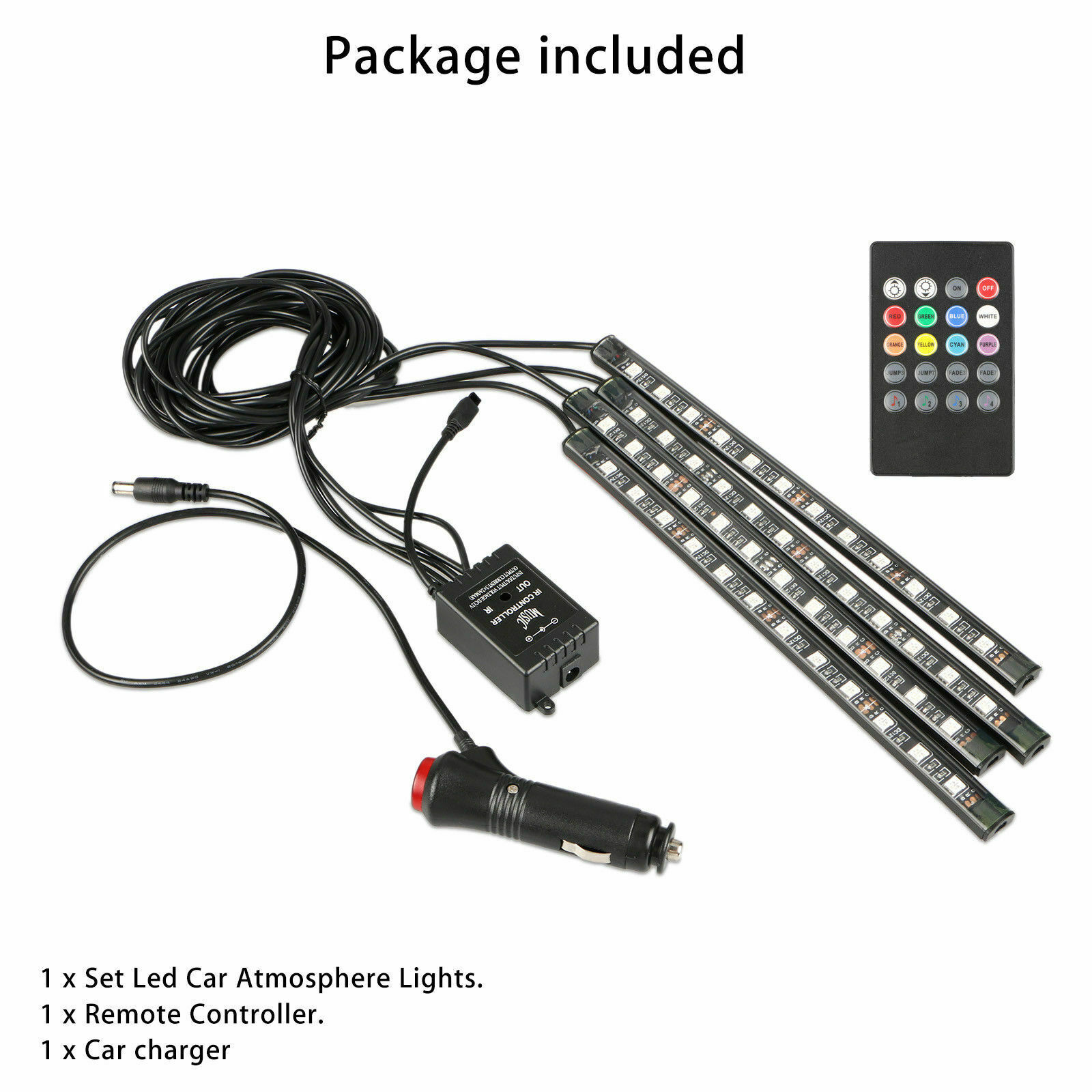 4PC Motorcycle Waterproof RGB LED Strip Light Under Glow Neon Kit Music Control