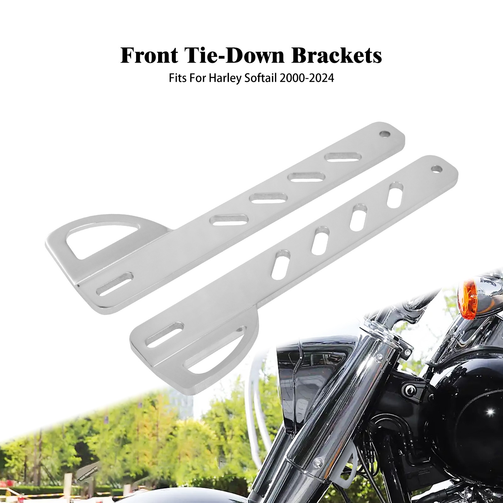 Chrome Front Tie Down Brackets For Harley Softail Springer FXSTS Fat Bob 00-24