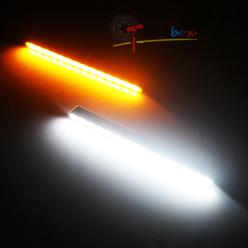 Ultra Slim Switchback White/Amber LED Bar Signal DRL Lamps For Heavy Duty Bumper
