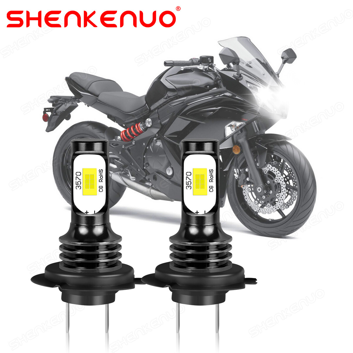 H7 LED Headlight Bulbs For Suzuki GSXR600 2004 2005 2006 2007 6000K White Light