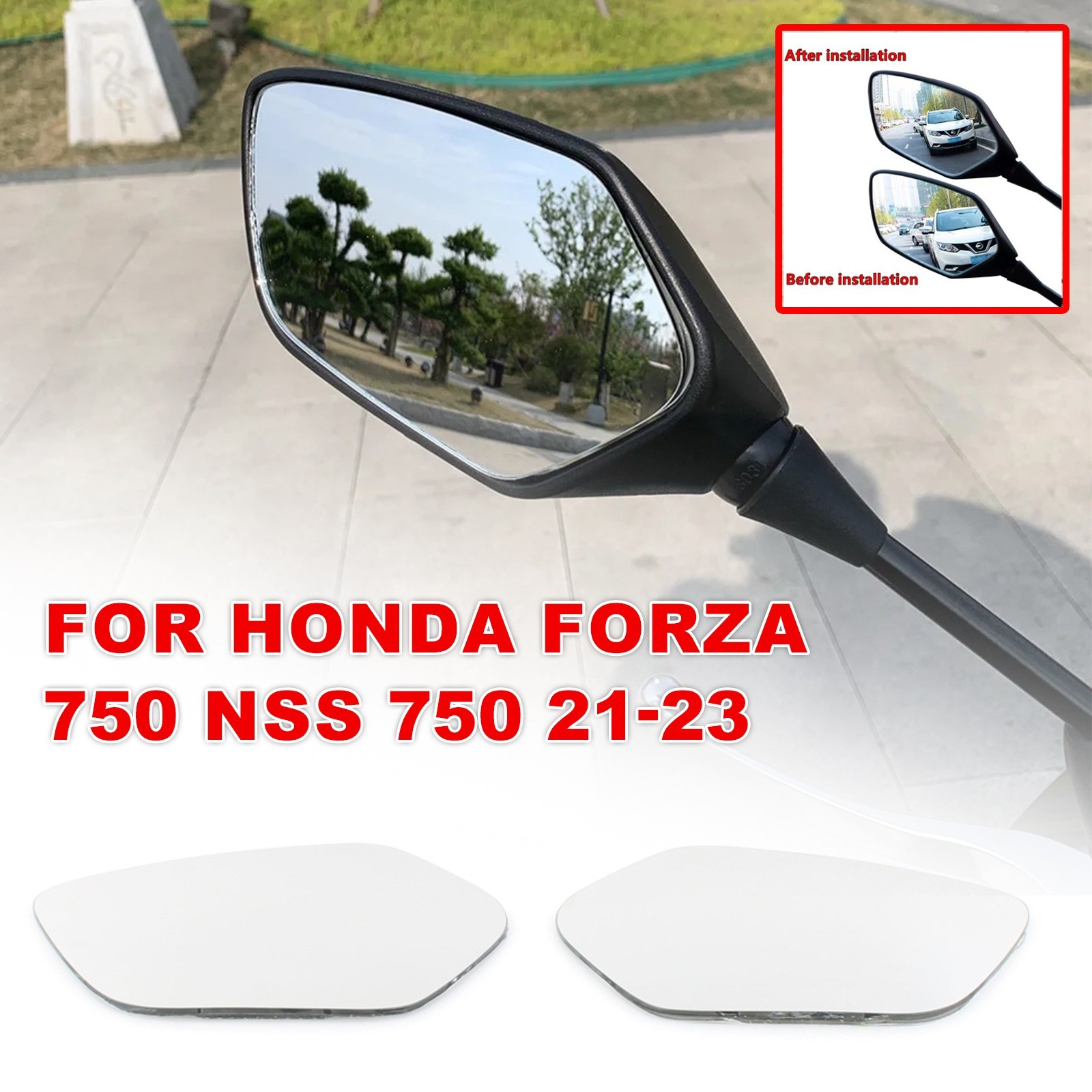 Rearview Mirrors Lens Convex Pair For Honda Forza 750 NSS 750 2021-2023 Clear