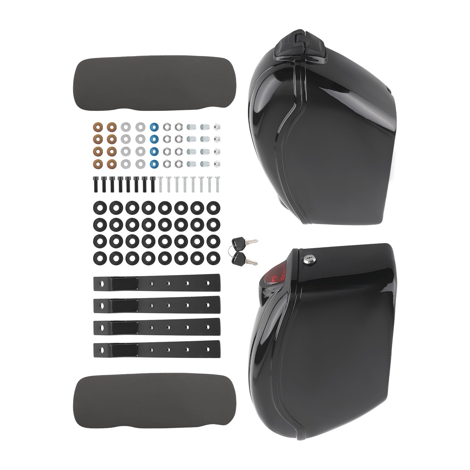 Black Hard Saddle Bags Trunk Luggage For Harley Honda Yamaha 48*30*16cm
