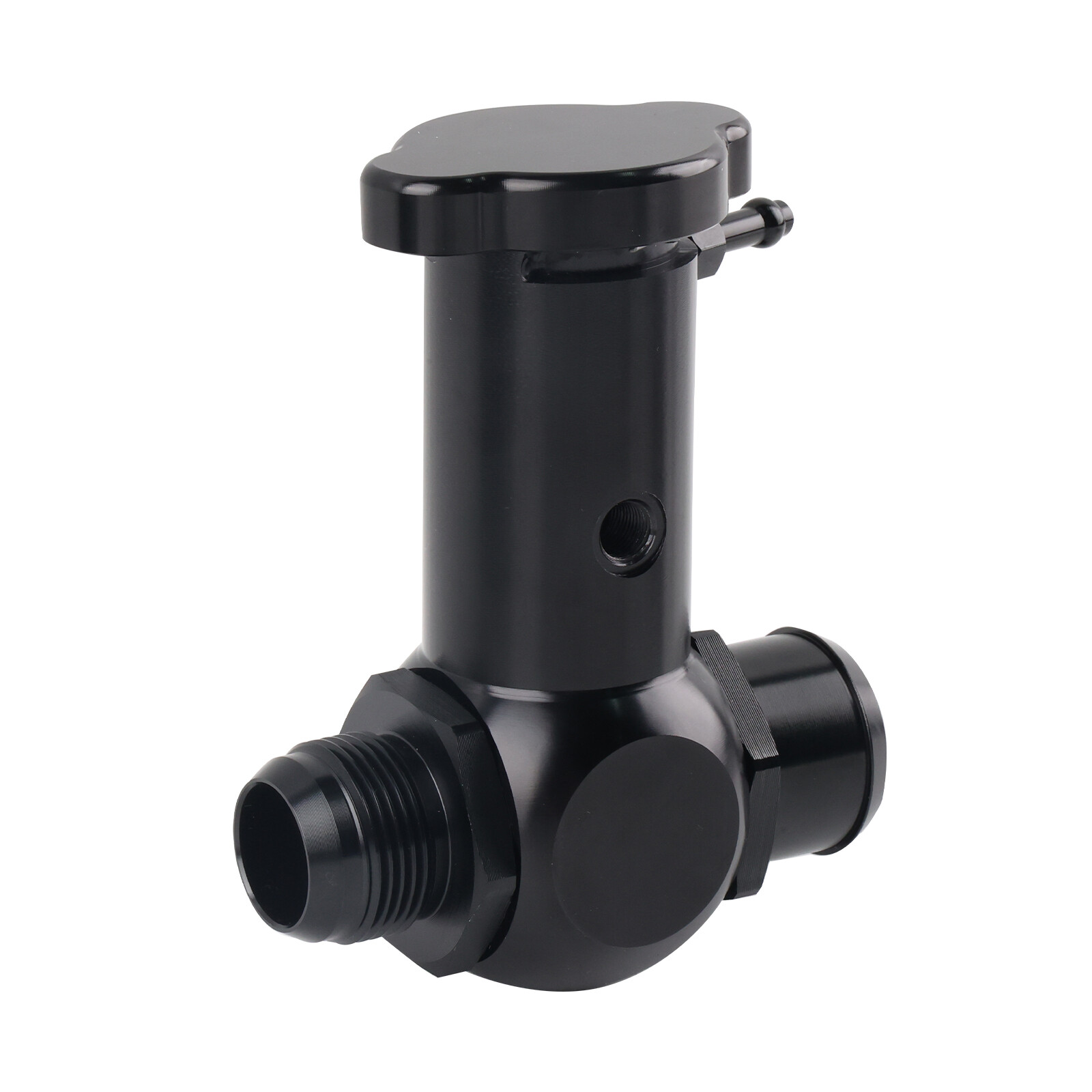 Upgraded Aluminum Black Raised Inline Filler Neck 1.5″ Fittings Radiator Cap NEW