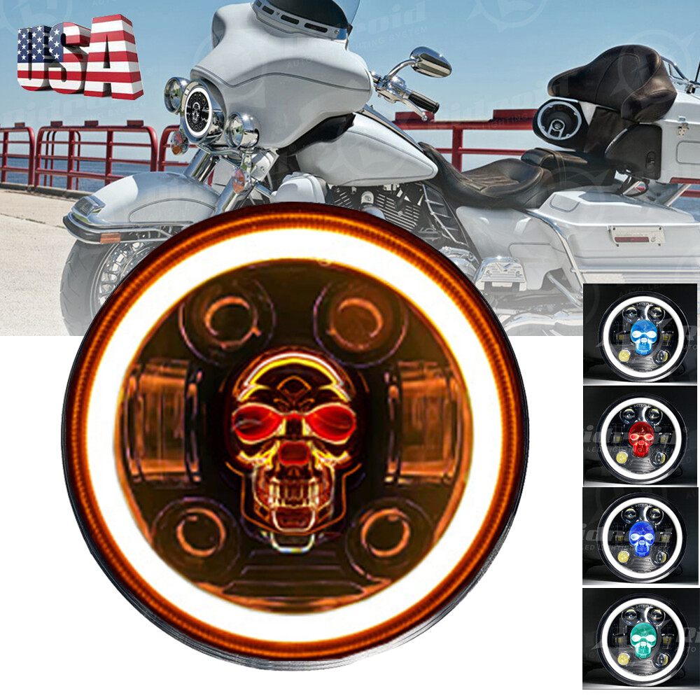 Brightest 5-3/4″ 5.75″ inch LED Projector Headlight DRL for Harley Motorcycle