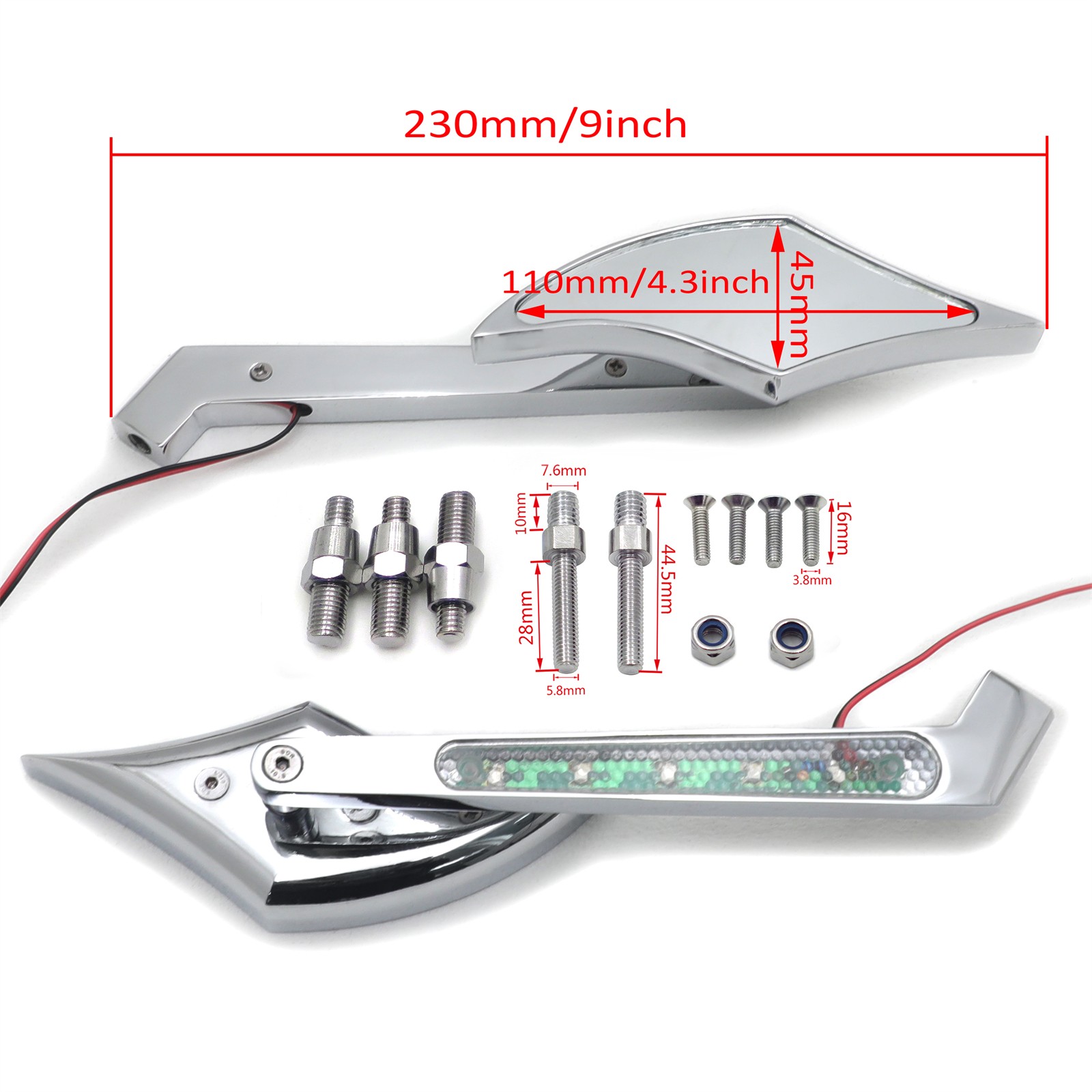 w/ LED Turn Signal Motorcycle Rearview Mirrors for Harley Big Dog Springer Dyna