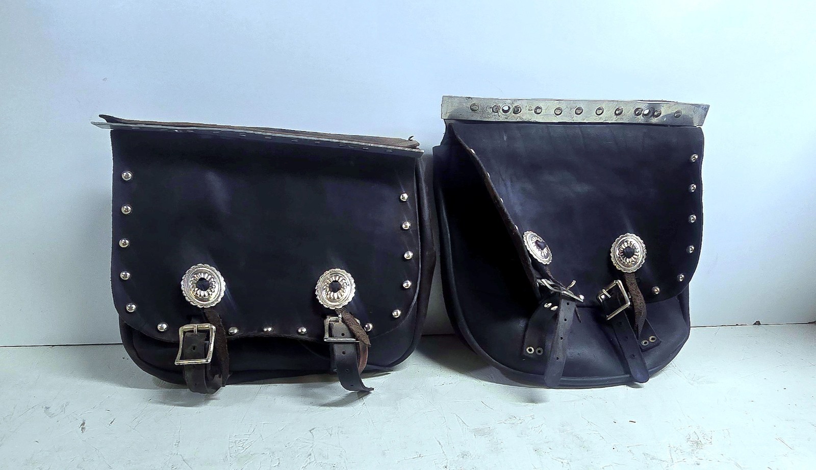 Vintage Universal Fitment Leather Saddlebags