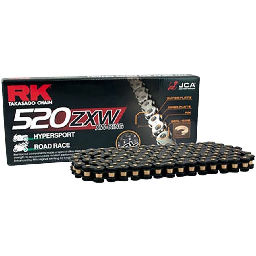 RK Black Ultra-HD XW-Ring Motorcycle Bike Chain 520 ZXW 120 Links Rivet Link