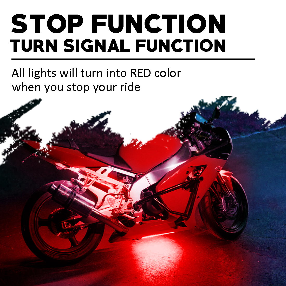 Motorcycle LED Light Kit Pod Multi-Color Accent Glow Neon Lights with 2 remotes
