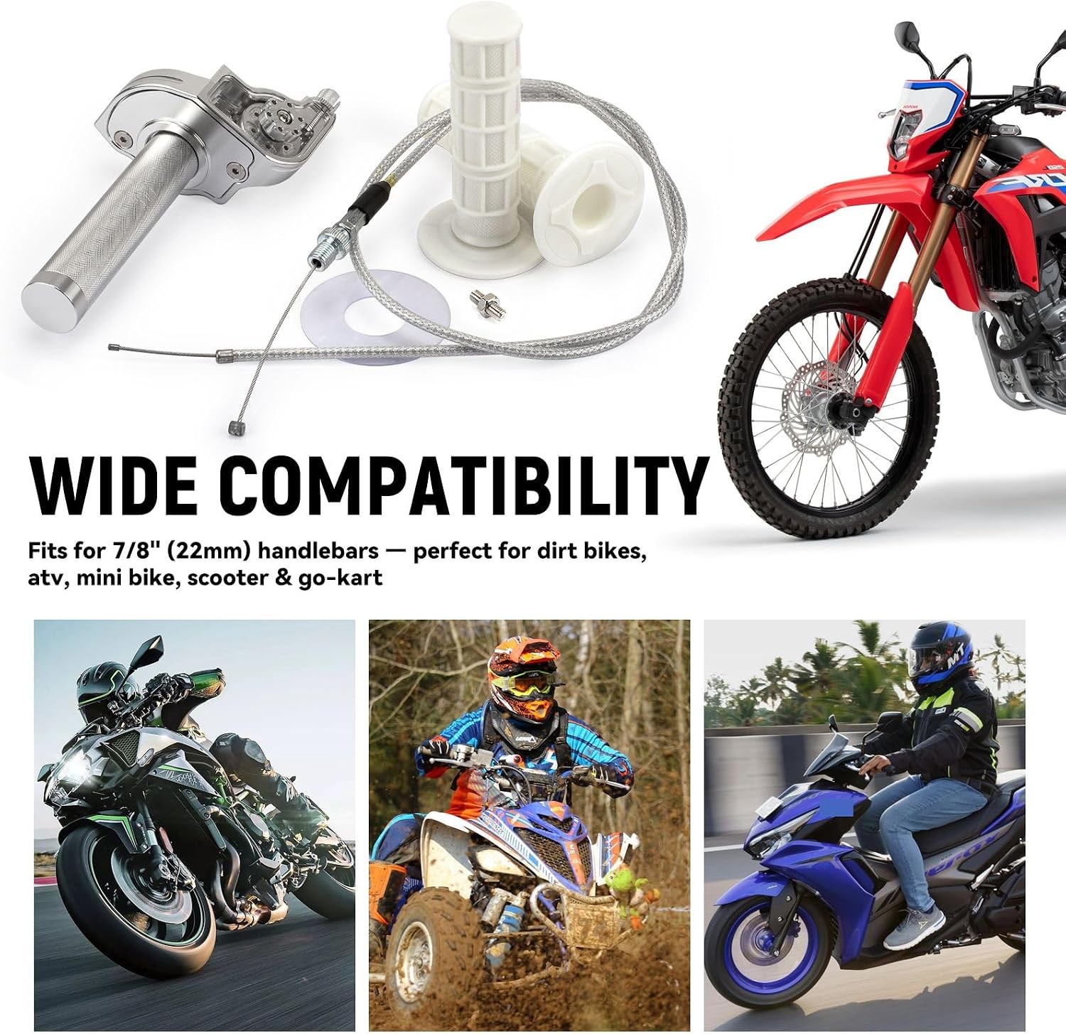 Universal 7/8 22mm CNC Quick Action Twist Throttle Kit Cable Assembly CRF KLX SS