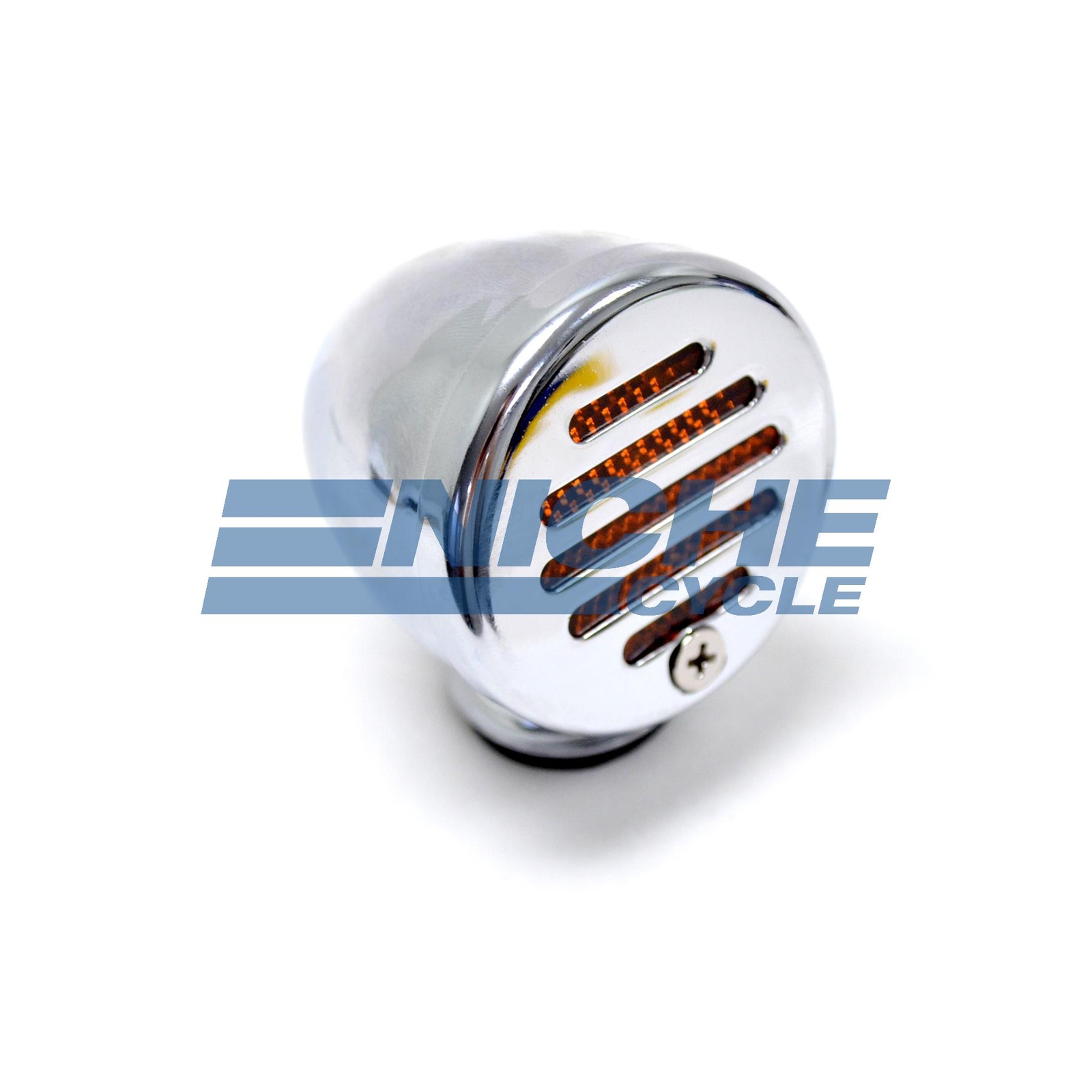 Cruiser Bottom Surface Mount Signal Light Dual Filament 12 Volt Chrome Amber