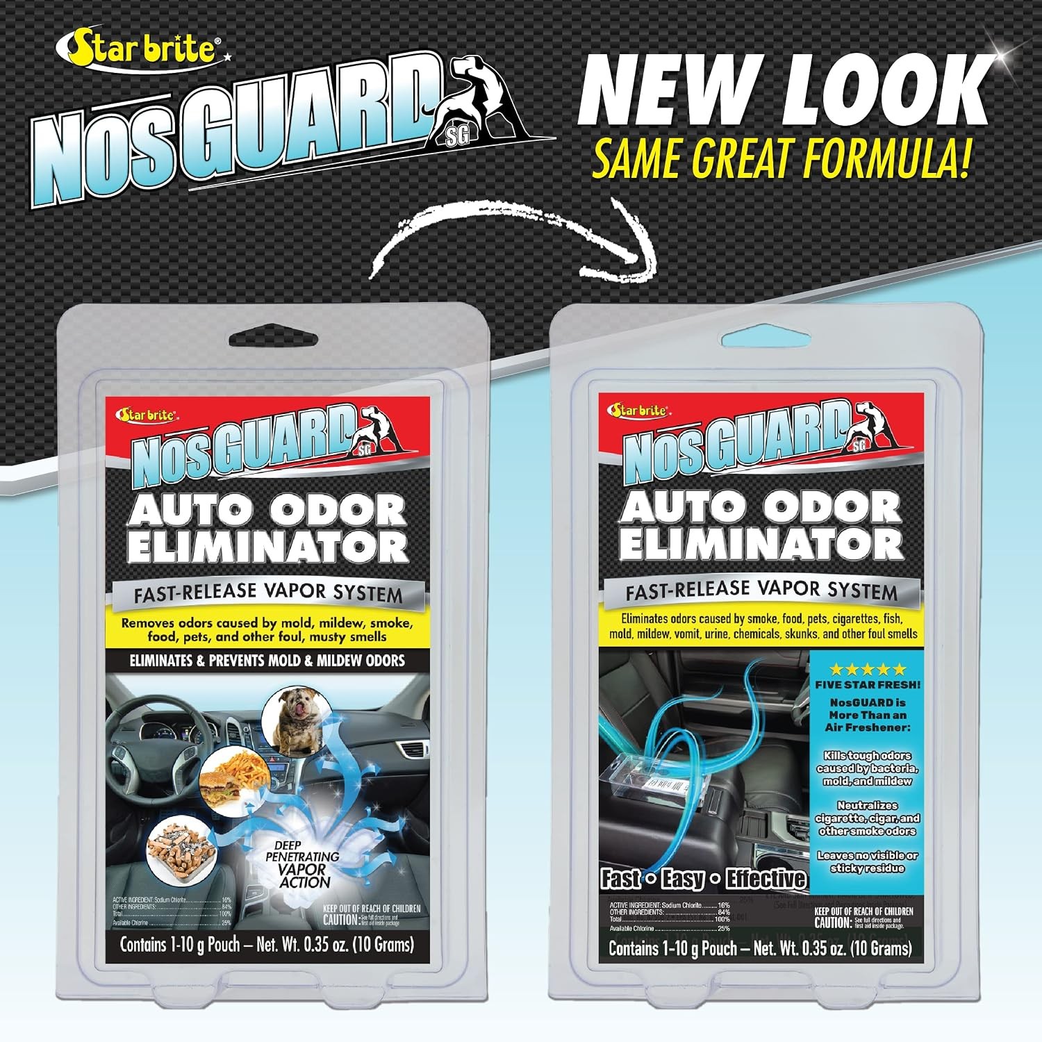 NosGUARD SG Car Car Odor Eliminator, Fast Release Vapor System