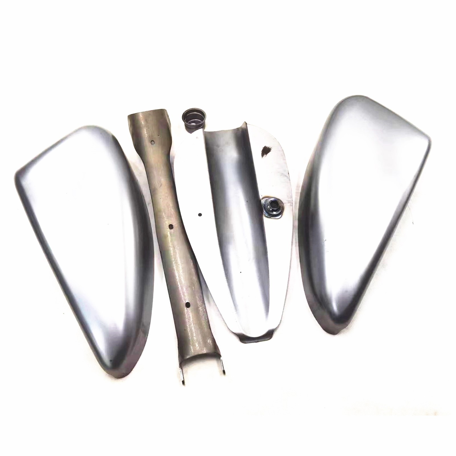 Unpainted Silver Petrol Gas Tank With Oil Cap Universal Fit For All Motorcycle