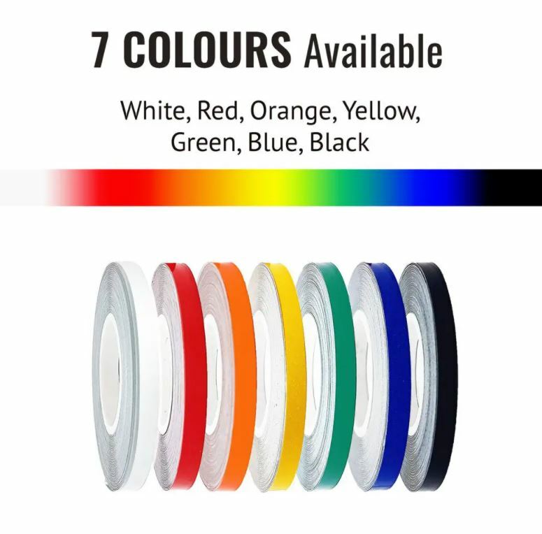 REFRACTIVE WHEEL RIM TAPE & APPLICATOR 5mm x 6mt VINYL SELF ADHESIVE ITALIAN