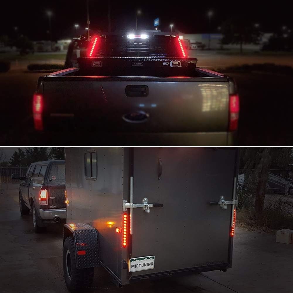 2PCS Red 16 inches 11 LED Trailer Light Bar IP67 Waterproof Multi-Function Stop