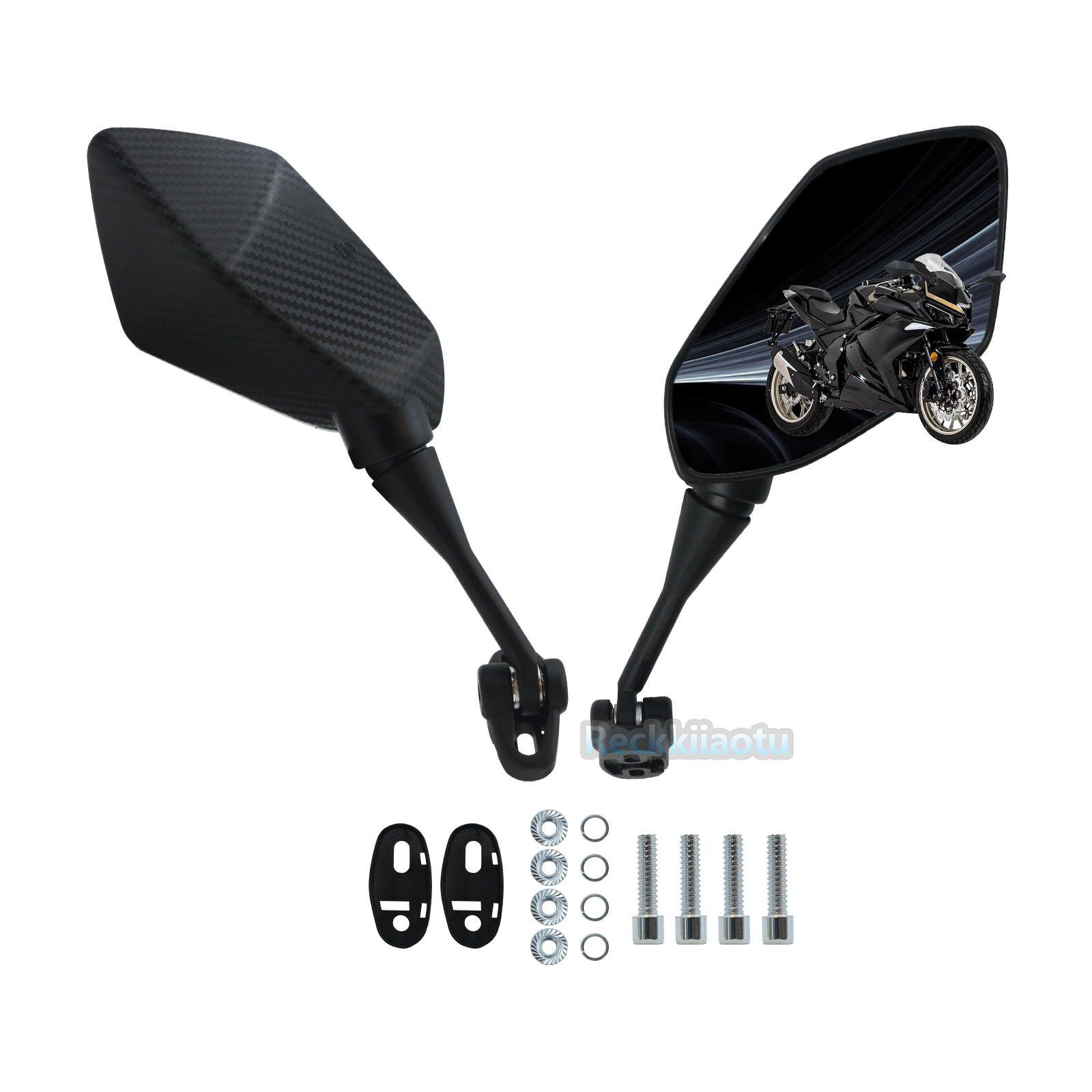 Pair Left & Right Rearview Side Mirrors for Honda CBR250R CBR300R CBR500R Carbon