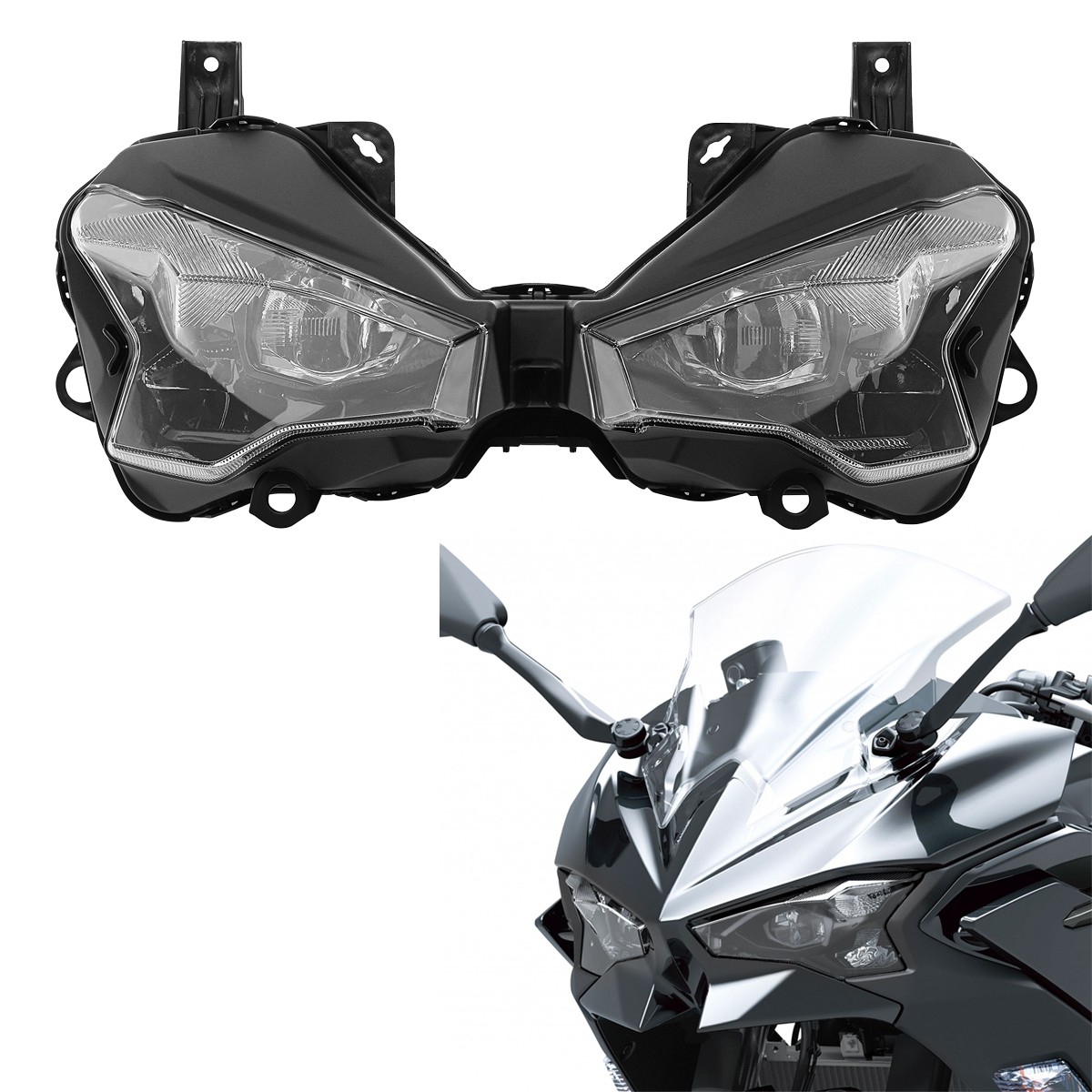 Motorcycle HeadLight Headlamp Assembly Fit For Kawasaki Ninja ZX6R ZX636 24-25
