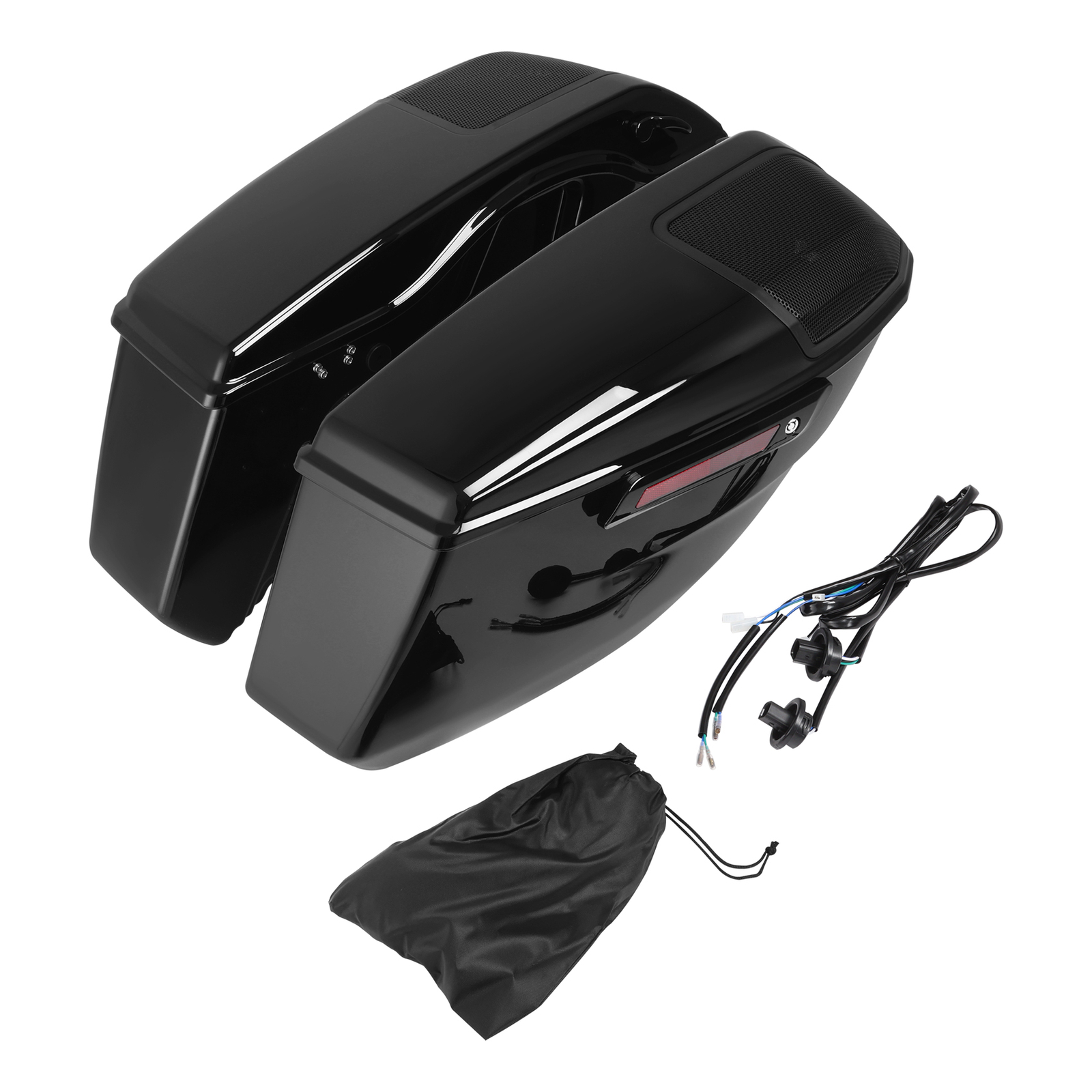 Vivid Black Hard Saddlebags Fit For Harley CVO Street Road Glide ST FLHX 23-25