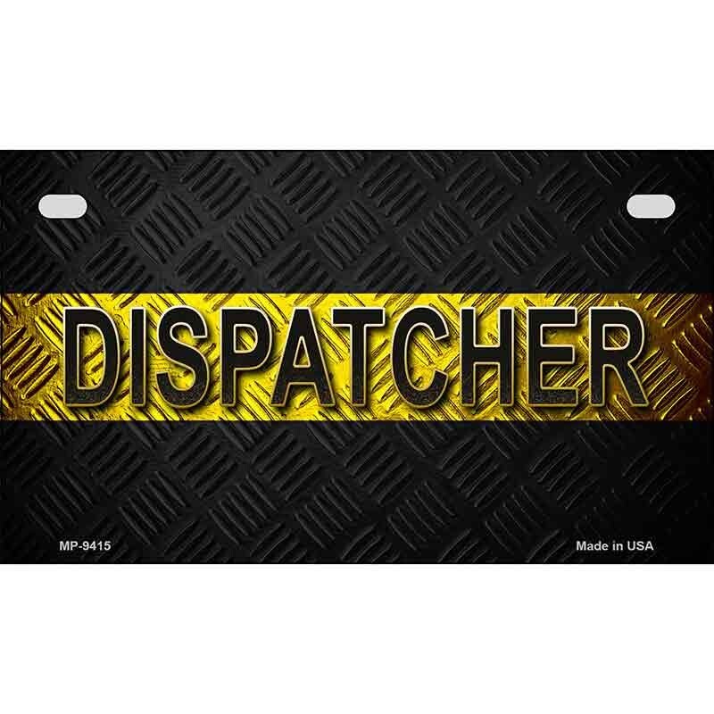 Dispatcher Cross Diamond Novelty Motorcycle License Plate Tag