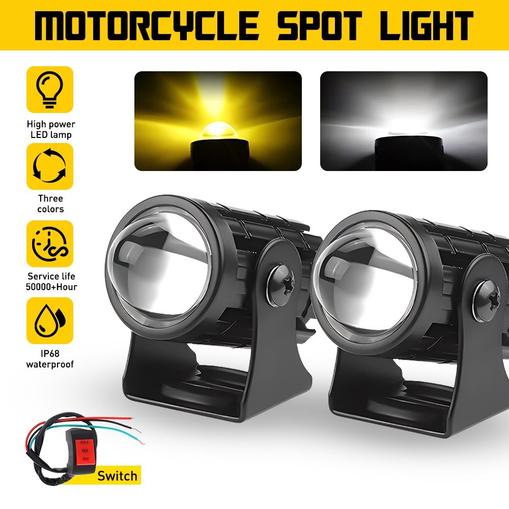 2x Motorcycle ATV UTV LED Spotlight Headlight Fog Light Off-Road Yellow White EH
