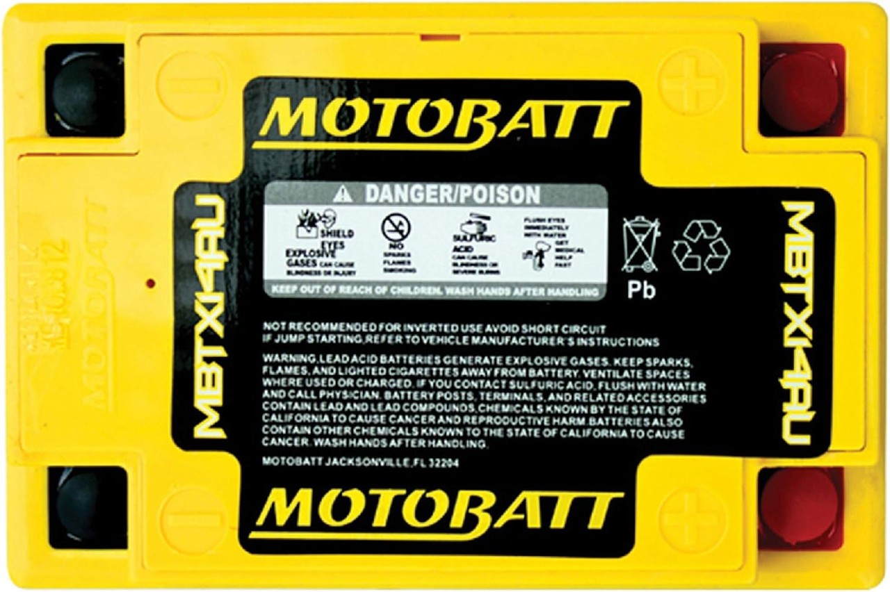 MotoBatt MBTX14AU 16.5Ah 250 CCA AGM Powersports Battery