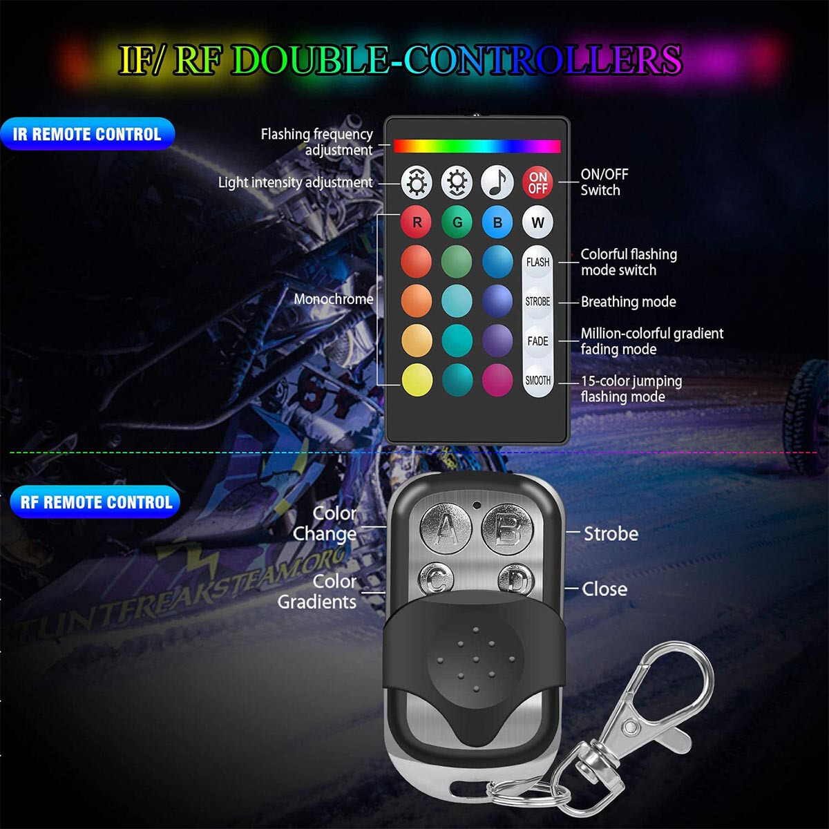 16pc RGB Motorcycle LED Neon Under Glow Lighting Kit For Harley Davidson Music
