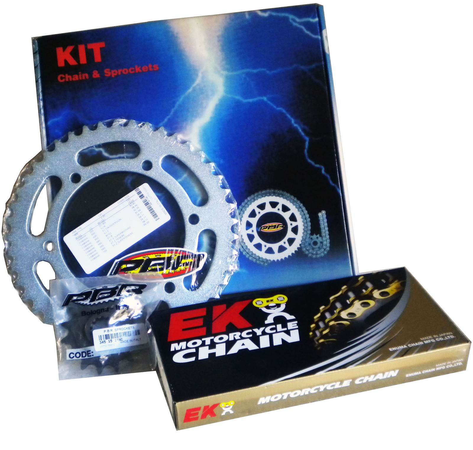 PBR / EK CHAIN KIT SPROCKET SPROCKET FOR KAWASAKI KH 100 1993 > 1994 OEM SPLIT