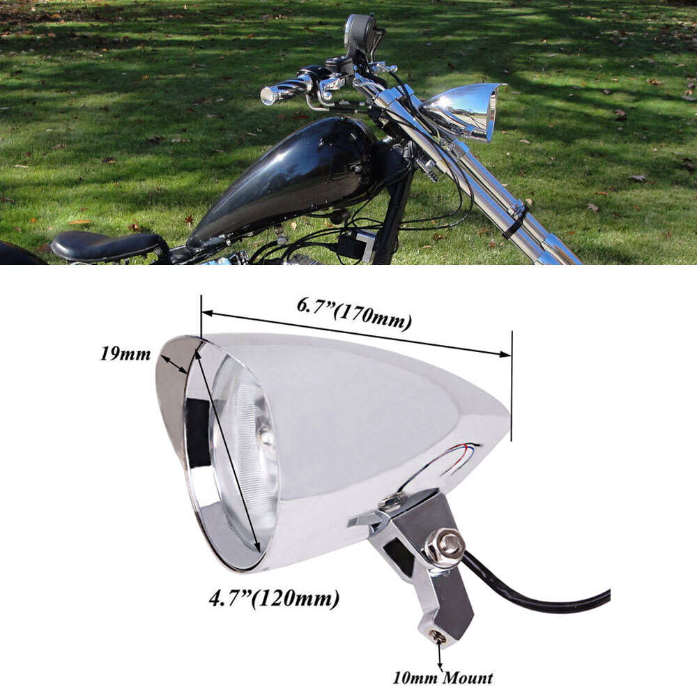 For Harley Softail Dyna Ultima Black Chrome Tri Bar Bullet Headlight Head Lamp