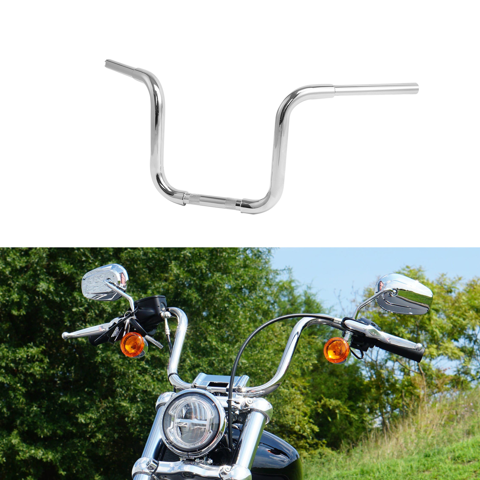 10″ Rise Ape Hanger 1.25” Handlebar Fit For Harley Sportster Softail FLST FXST