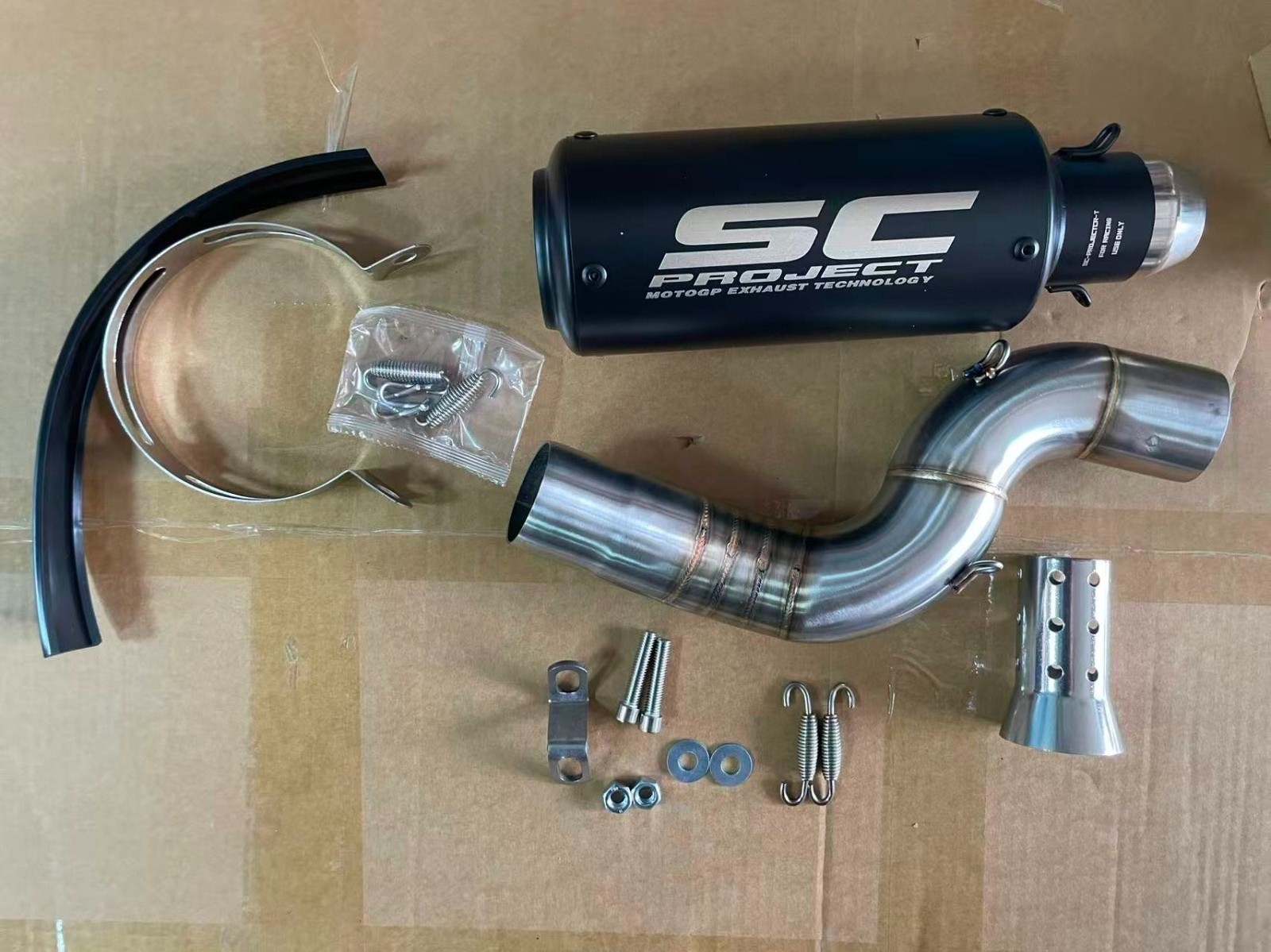 Black Muffler Exhaust Link Pipe Slip on For Kawasaki Ninja ZX6R ZX636 2004-2008