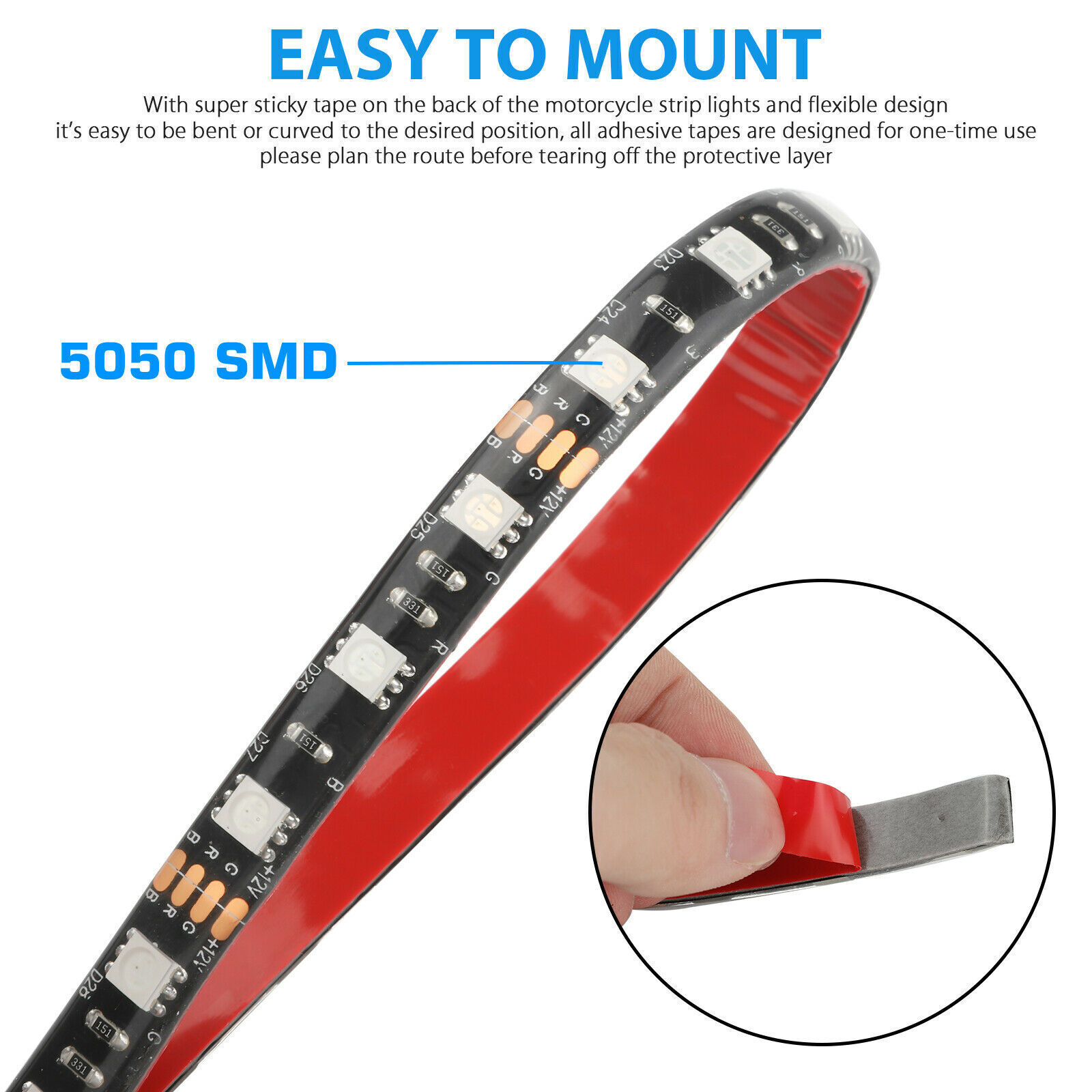 16PCS Motorcycle RGB LED Strip Light Under Glow Neon Kit Bluetooth APP Control