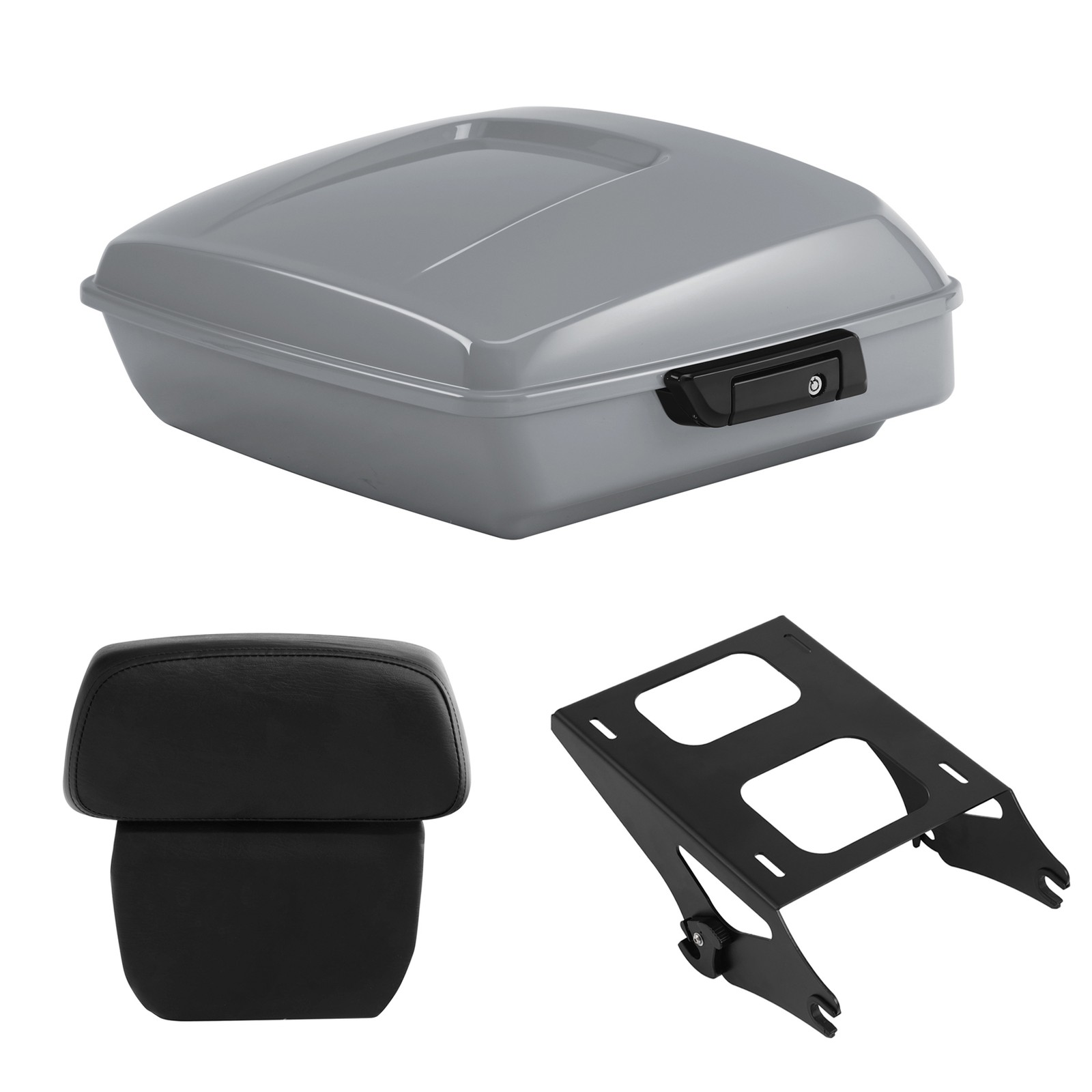 Chopped Trunk Backrest Pad Mount Rack Fit For Harley Touring 14-26 Billiard Gray