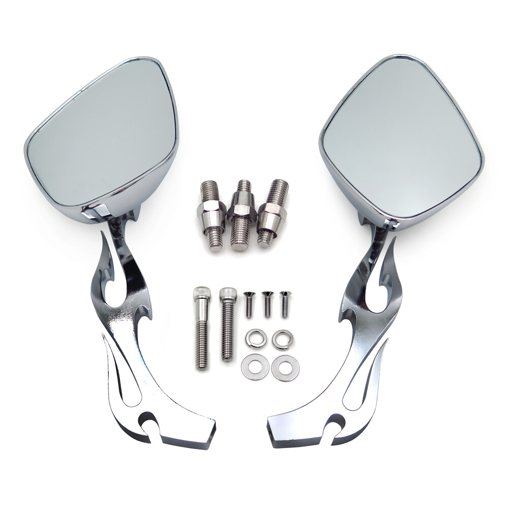 Alloy Running Ctom Mirror for Harley softail FatBoy Flame Shape chromed