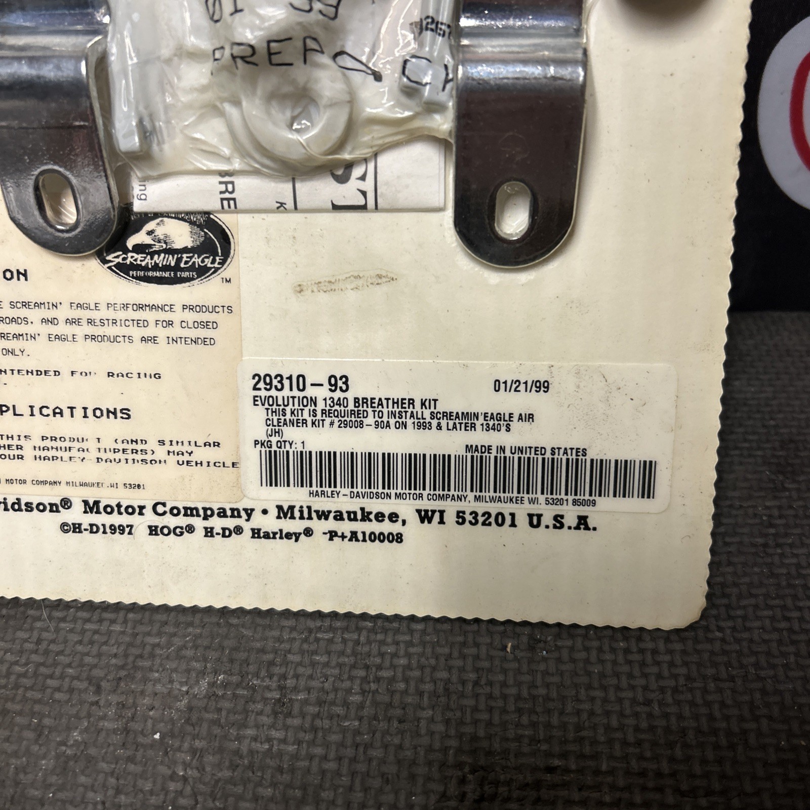 OEM NOS Harley Screamin’ Eagle 1340 EVO Breather Kit FXR FL FXS FXD FLH 29310-93
