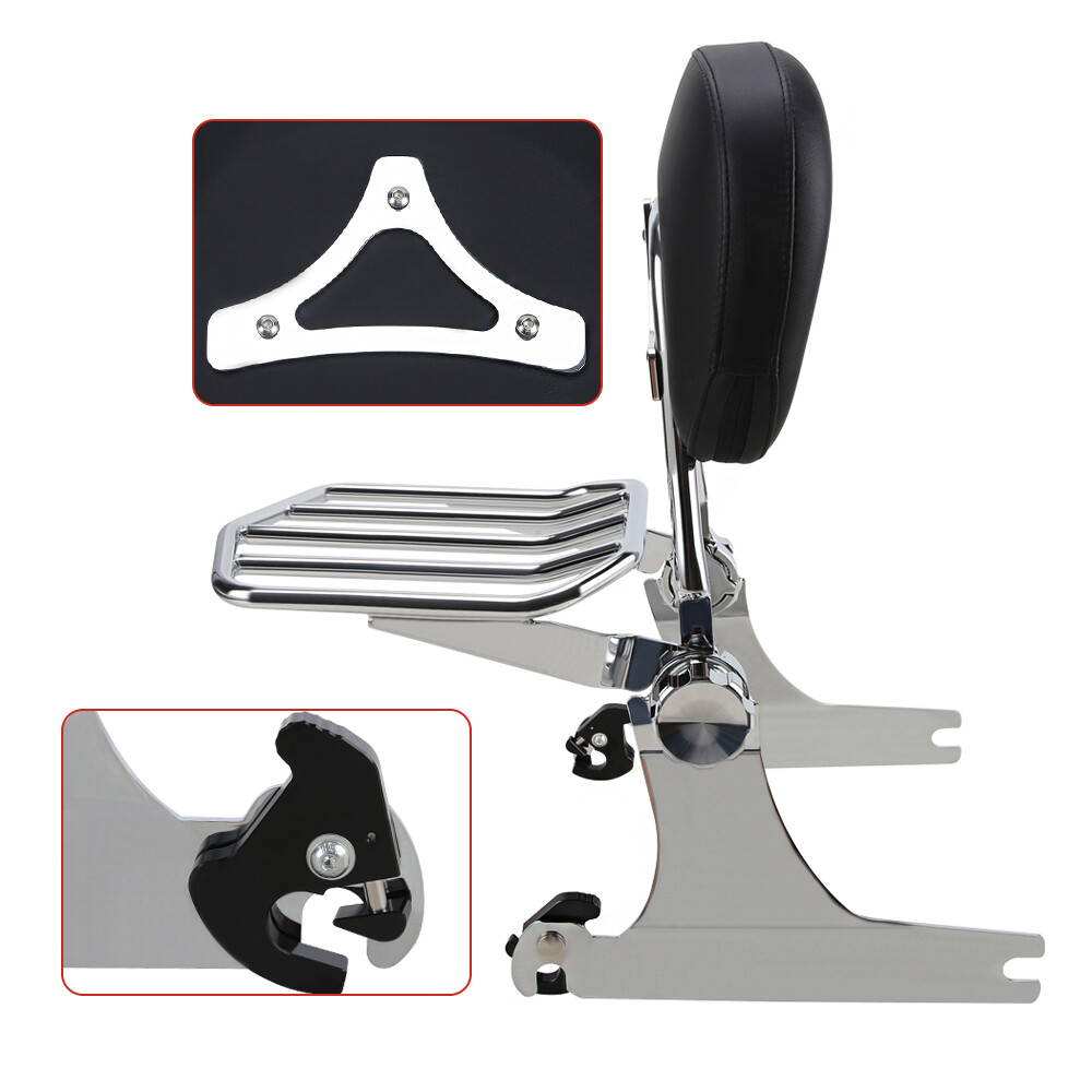 Detachable Backrest Sissy Bar Luggage Rack For Harley Dyna FXD Super Glide 00-05