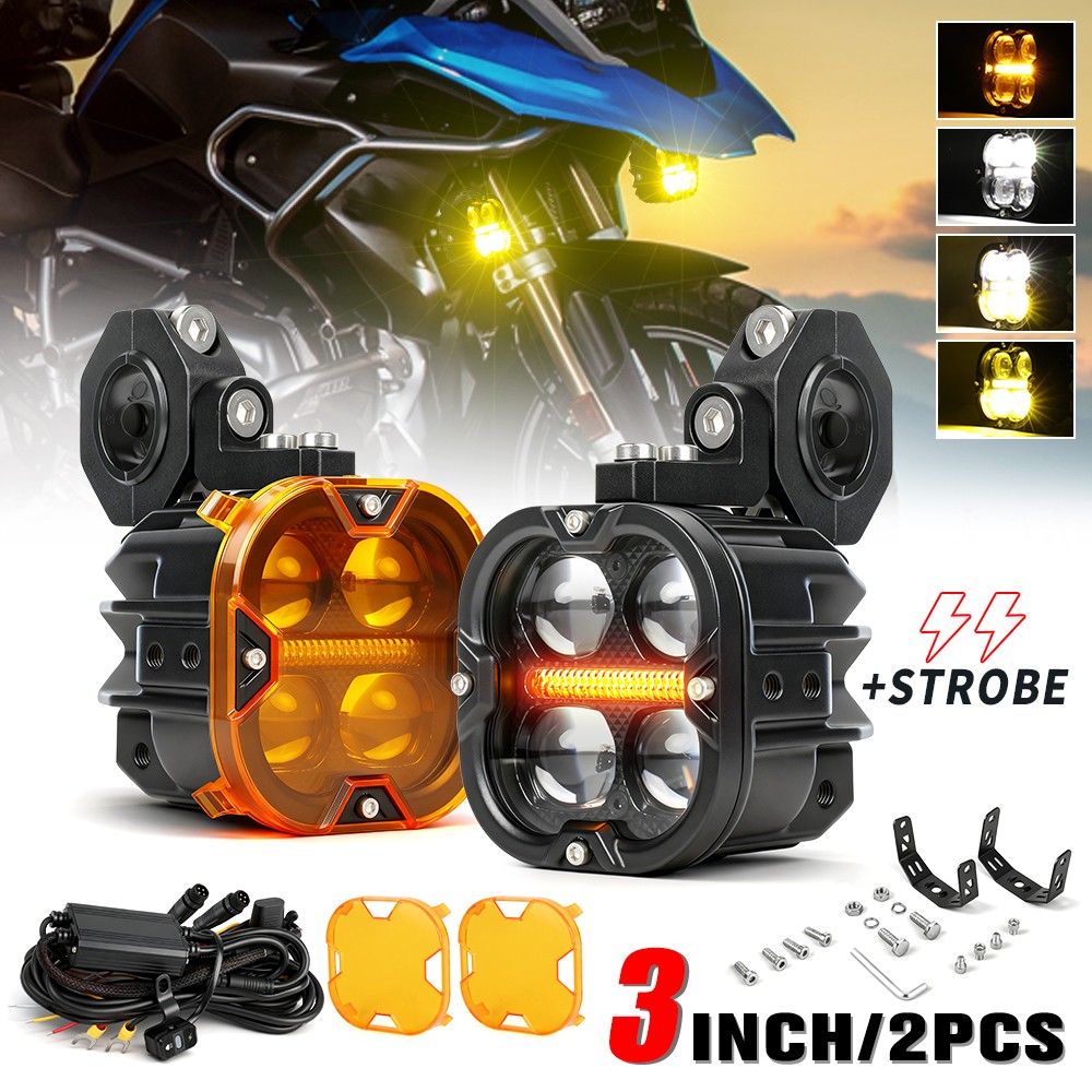 2x 200W 20000LM LED Motorcycle Driving Auxiliary Spot Light Fog Lamp White +Wire
