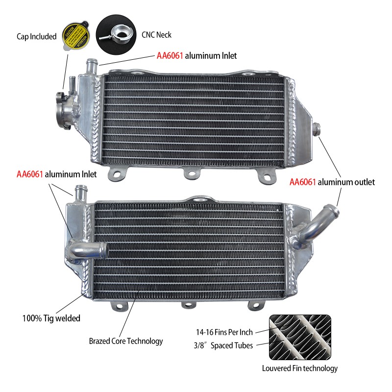 LEFT&RIGHT Aluminum Radiator Fits For 2010 2011 2012 2013 Yamaha YZF250 YZ250F